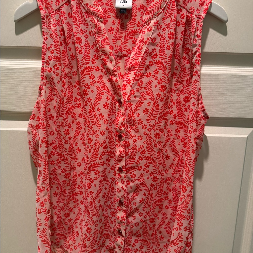 Cabi Ella Coral Floral Sleeveless Blouse